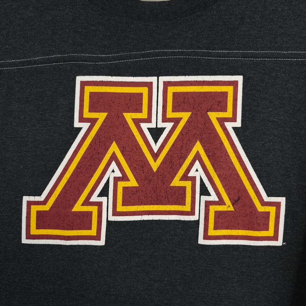Minnesota Golden Gophers Shirt Mens Medium Gray Raglan Crew Neck Retro ProEdge - Picture 9 of 11